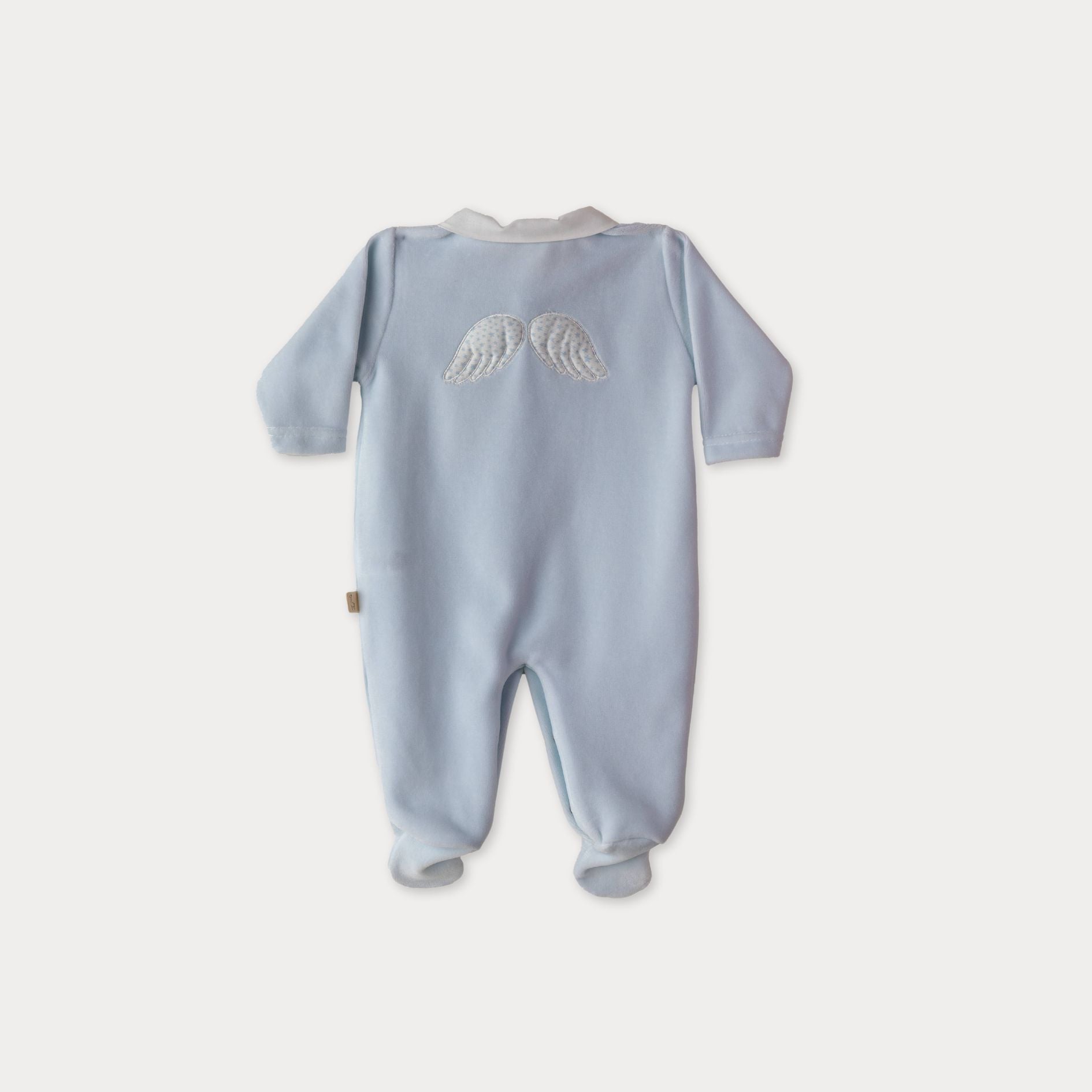 Wings onesie with starry wings in chenille with front buttons